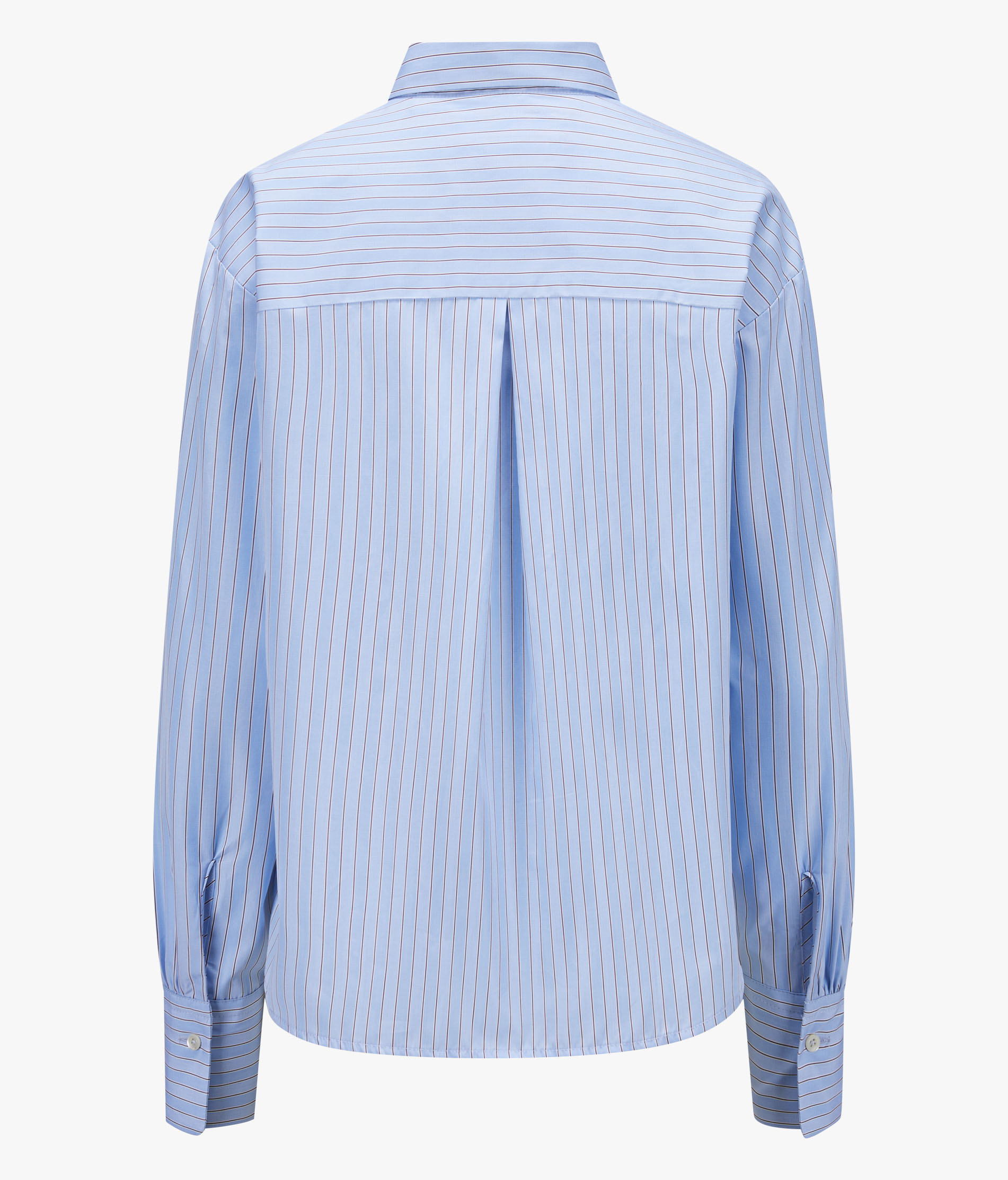 NORI  Verkürzte Bluse in Hellblau mit braunem Streifen
