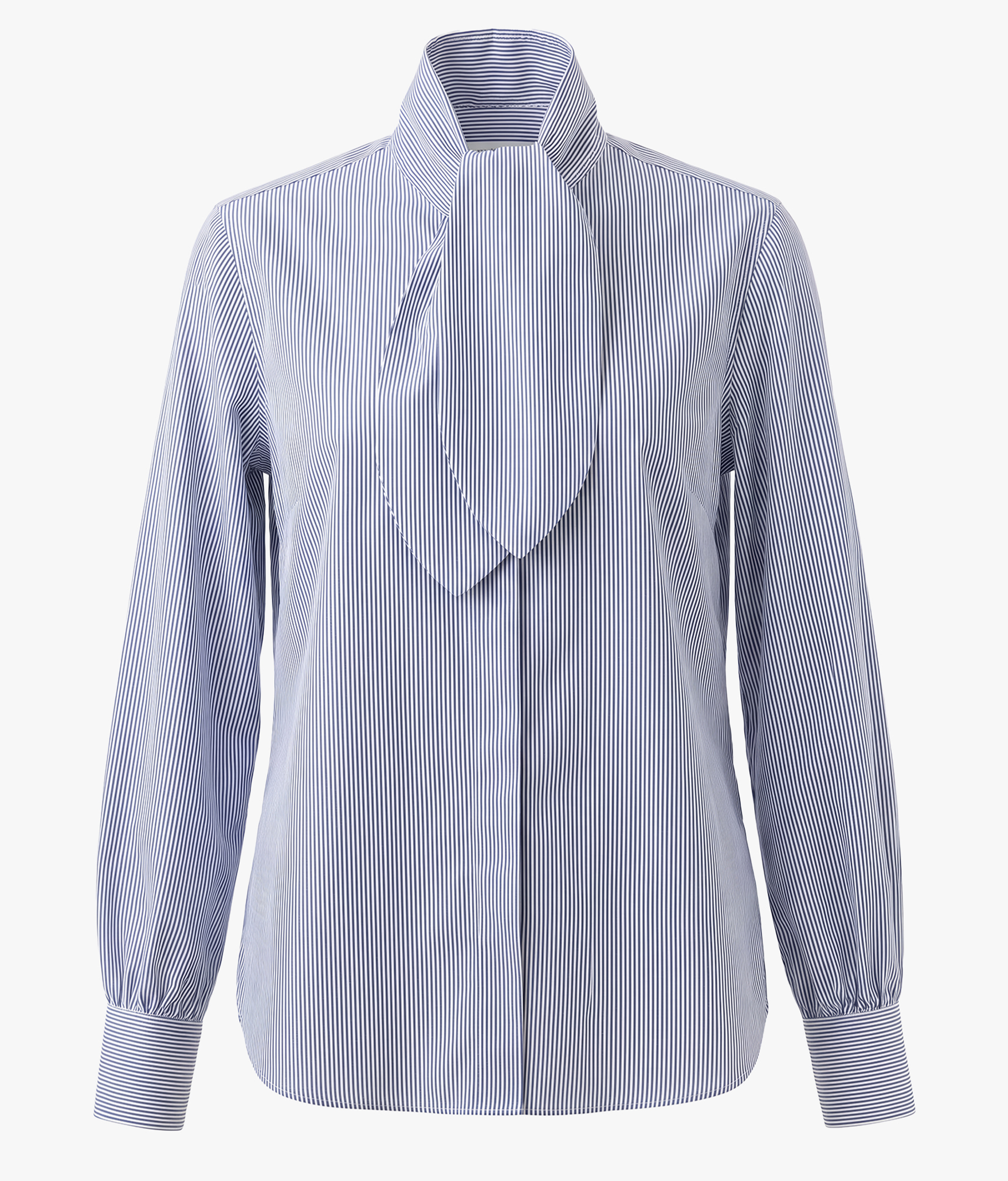 PALAIS Bluse Weiss mit royalblauem Streifen